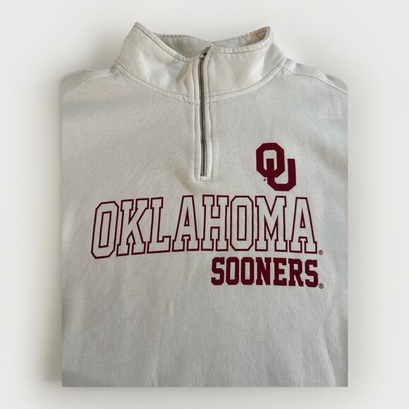 Mens Size 2XL Oklahoma Quarter Zip Long Sleeve Pullover Sooners OU - Picture 1 of 4